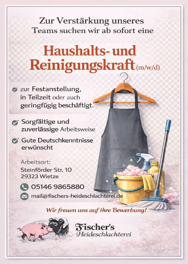 Stellenanzeige Reinigungskraft